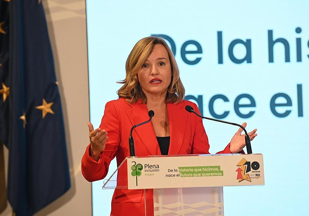 La ministra Pilar Alegría, durante un acto el pasado sábado.