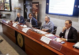 Luis Jiménez, Andoni Armentia, Jordi Fernández y Jorge Lanchares en las jornadas sobre los costes del absentismo.
