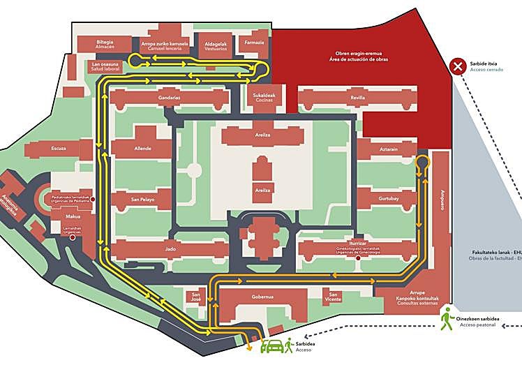 La circulación en el recinto hospitalario y el acceso al mismo se verán modificados.
