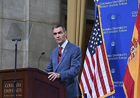 El presidente del Gobierno, durante su intervención en la Universidad de Columbia.