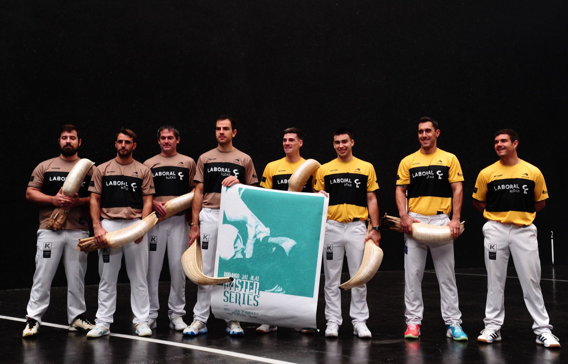 Los pelotaris participantes en la presentación celebrada este jueves.