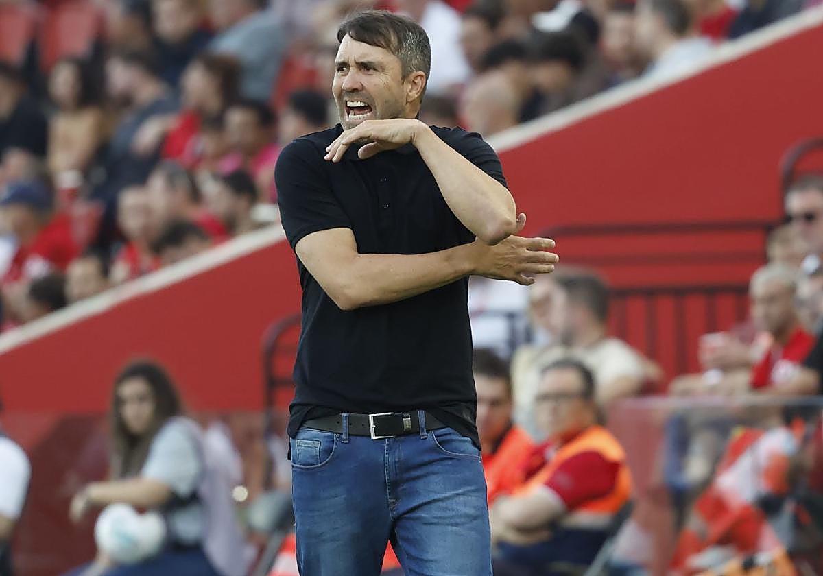 Coudet, gesticulante en el partido contra el Mallorca.