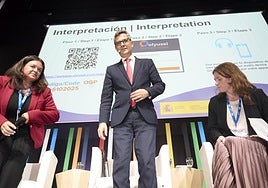 El ministro de la Presidencia, Justicia y Relaciones con las Cortes, Félix Bolaños, en una intervención este miércoles en la Cumbre Global de la Alianza de Gobierno Abierto que acoge Vitoria.