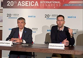 El presidente de Aseica, Rafael López, y el vicepresidente, Arkaitz Carracedo, durante la presentación del Congreso.
