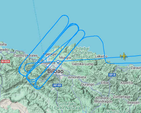 Trayectoria seguida por el avión científico francés.