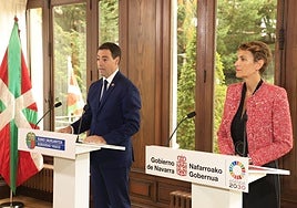 Pradales y Chivite, en su comparecencia de este viernes en Ajuria Enea.