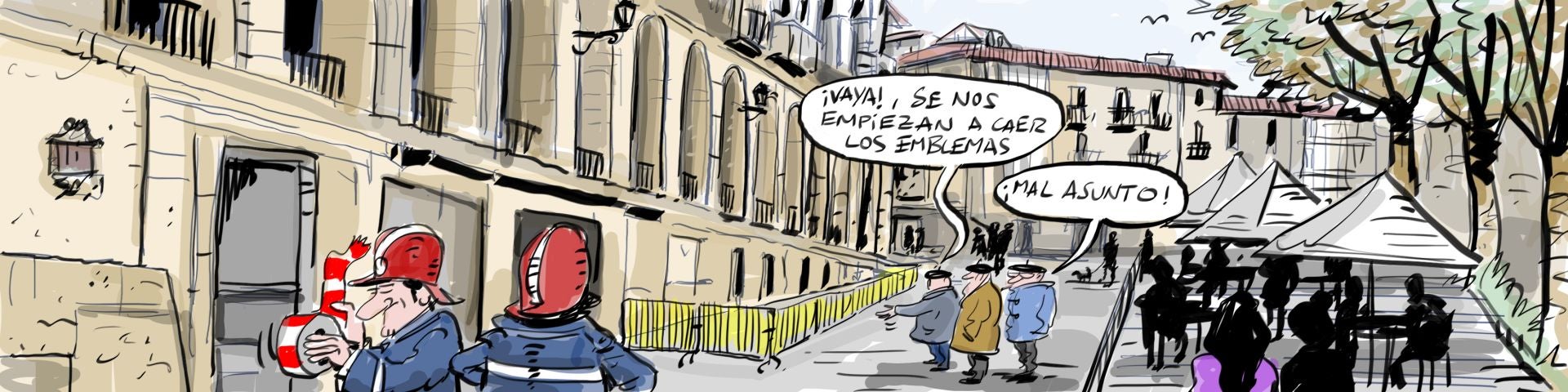 La viñeta de Cerrajería sobre el riesgo de desprendimiento del edificio de los Arquillos