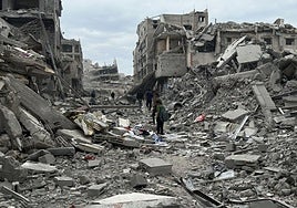 Ruinas en un barrio de Ciudad de Gaza.