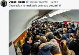 Pantallazo del tuit del ministro con la foto del metro de París.