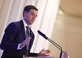 El lehendakari, Imanol Pradales, durante su intervención en el desayuno informativo de la semana pasada en Madrid