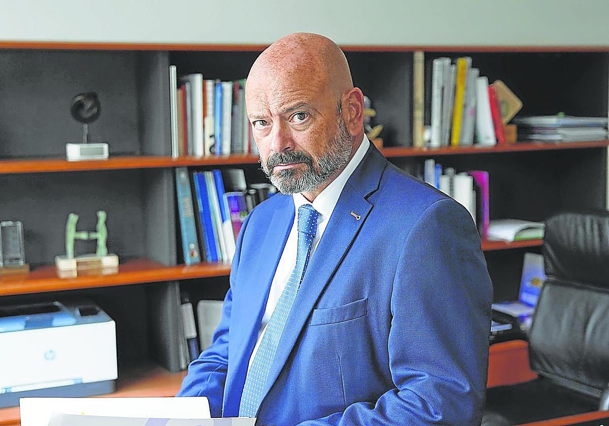 El presidente de Cebek, Guillermo Buces, en la sede de la organización empresarial en Bilbao.