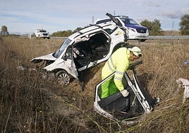 Estado en el que ha quedado uno de los vehículos implicados en el accidente ocurrido en Agurain.