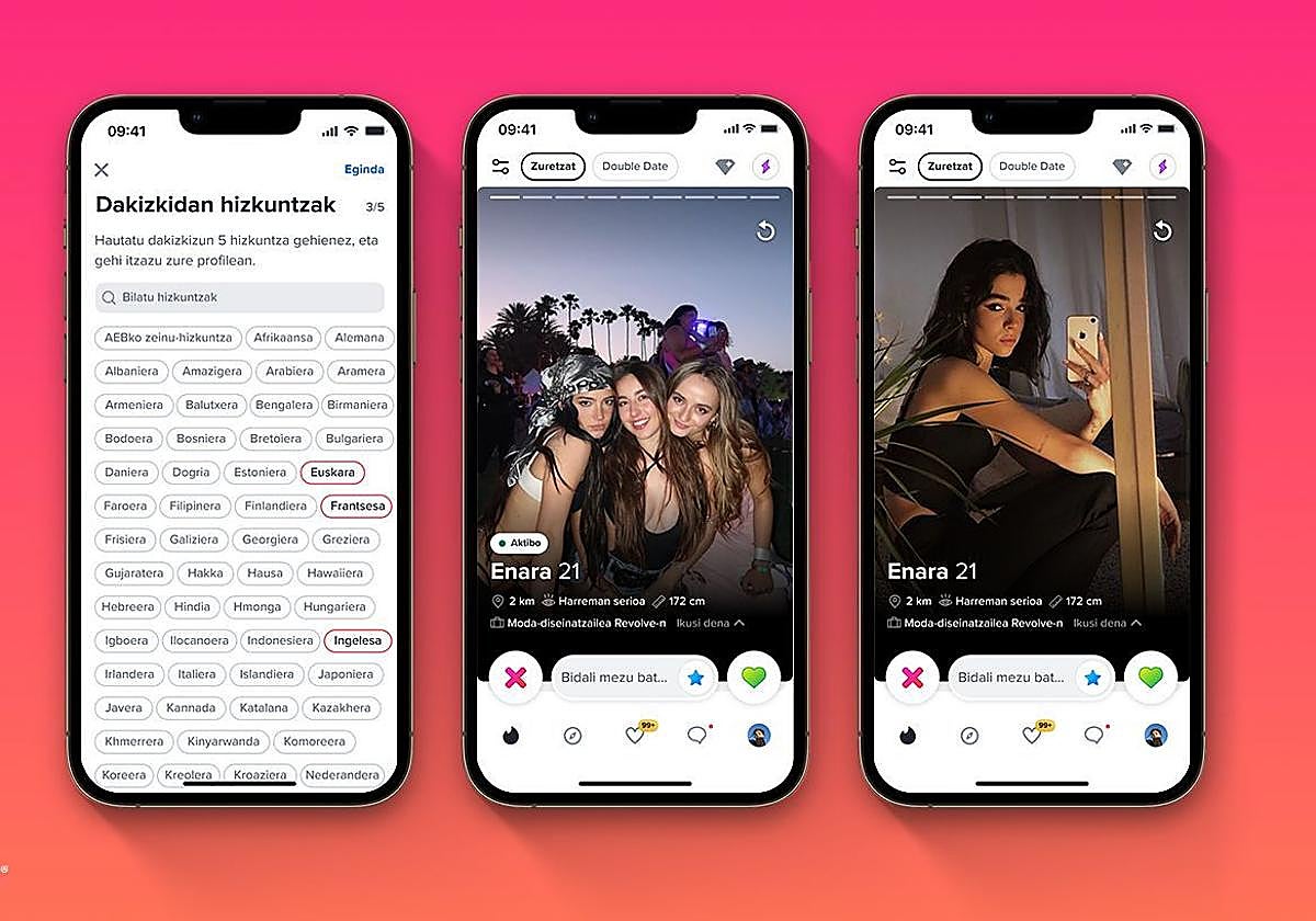 Tinder ya está disponible para ligar en euskera