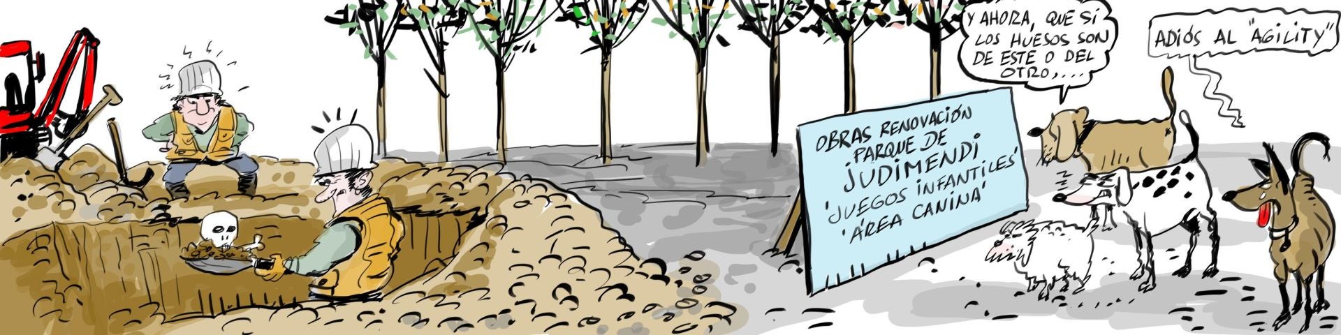 La viñeta de Cerrajería sobre el hallazgo de restos arqueológicos en el parque de Judimendi
