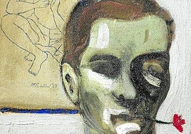 Autorretrato de Pasolini con una flor en la boca (1947).