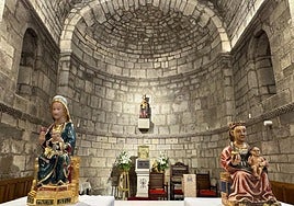 Las imágenes de las patronas de Álava, Bizkaia y Gipuzkoa, Estíbaliz, Begoña y Aránzazu.