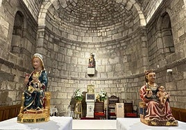 Las imágenes de las patronas de Álava, Bizkaia y Gipuzkoa, Estíbaliz, Begoña y Aránzazu.