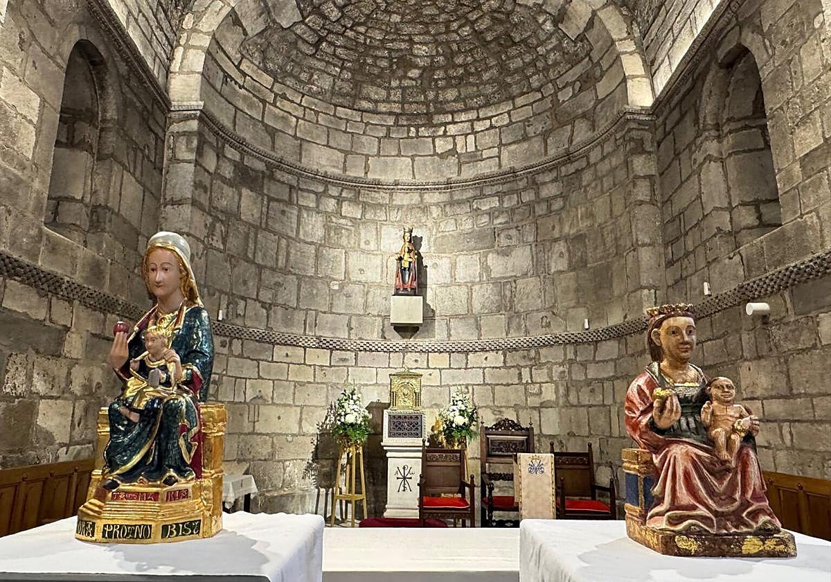 Las imágenes de las patronas de Álava, Bizkaia y Gipuzkoa, Estíbaliz, Begoña y Aránzazu.