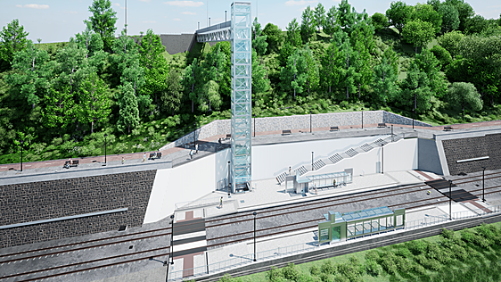 Recreación del apeadero que se ejecutará en el Paseo de Los Caños.