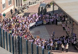 Técnicos sanitarios concentrados este jueves en la entrada del hospital de Cruces.