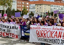 Concentración celebrada el viernes en Lakua por los técnicos sanitarios.