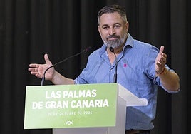 Santiago Abascal, líder de Vox, durante una de sus últimas intervenciones.