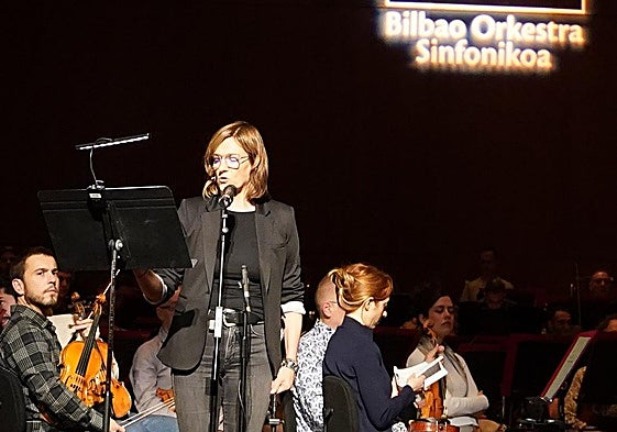Karmele Jaio, en el Euskalduna, durante el último ensayo con la Sinfónica de Bilbao.
