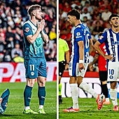 Los jugadores del Alavés se lamentan en las derrotas ante Rayo y Mallorca.