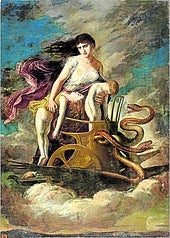 'Medea, con los hijos muertos, huye de Corinto», de Germán Hernández.