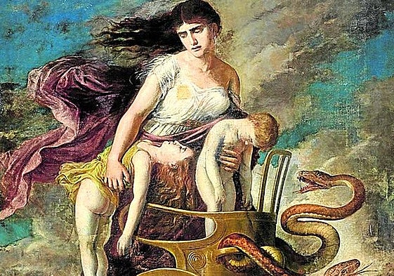 'Medea, con los hijos muertos, huye de Corinto», de Germán Hernández.