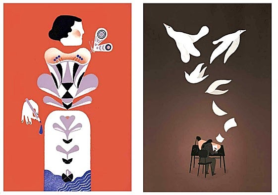 Detalle de ilustraciones de Yolanda Mosquera y Maite Mutuberria creadas para la ocasión inspiradas por Nor-Nai.