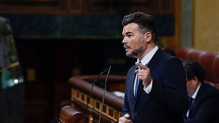 El portavoz de ERC, Gabriel Rufián, durante su intervención este miércoles en el Congreso de los Diputados.