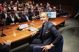 El presidente de la Autoridad Portuaria de Bilbao, Iván Jiménez, este viernes en la Cámara de Comercio.