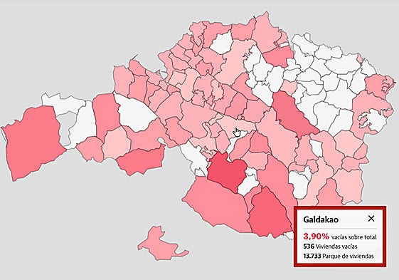 El mapa de la vivienda vacía en Bizkaia.