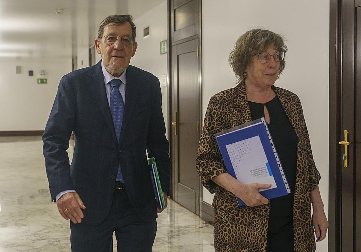El presidente de la comisión, Juan Luis Ibarra, y la vocal Miren Ortubay han comparecido este lunes en el Parlamento vasco.