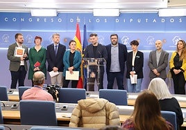 Portavoces de PNV, Bildu, ERC, BNG, Compromís y diputados de Sumar han presentado la propuesta este miércoles en el Congreso.