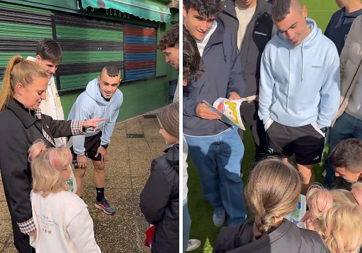 Los jugadores del Sestao River reciben a Carolina, la pequeña de 8 años que ha pasado por dos cánceres