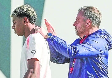 Recuperación a la carta para la pubalgia de Lamine Yamal, duda ante el Athletic