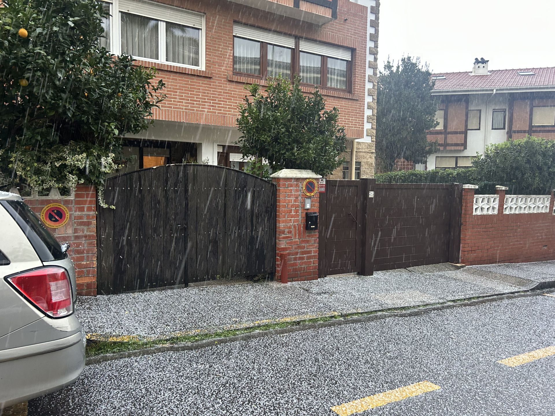 El granizo ha teñido de blanco Getxo.