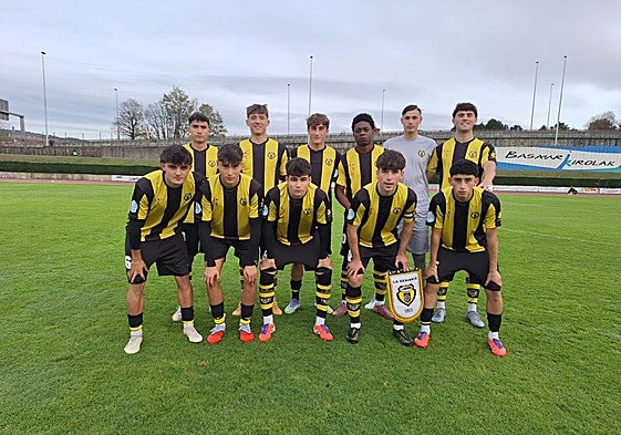 El once inicial del Basconia en su empate a tres contra la UD Logroñés.