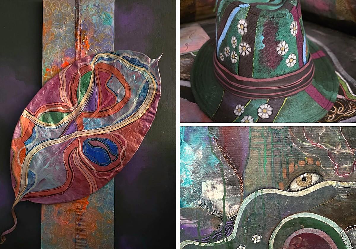 Detalle de tres piezas que se exponen en Ataria.