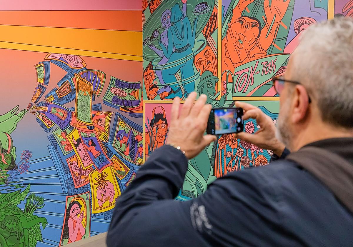 Los detalles del mural de la ilustradora Raisa Álava en Artium