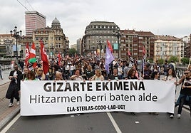 Imagen de archivo de una manifestación de trabajadores de los centros de iniciativa social.