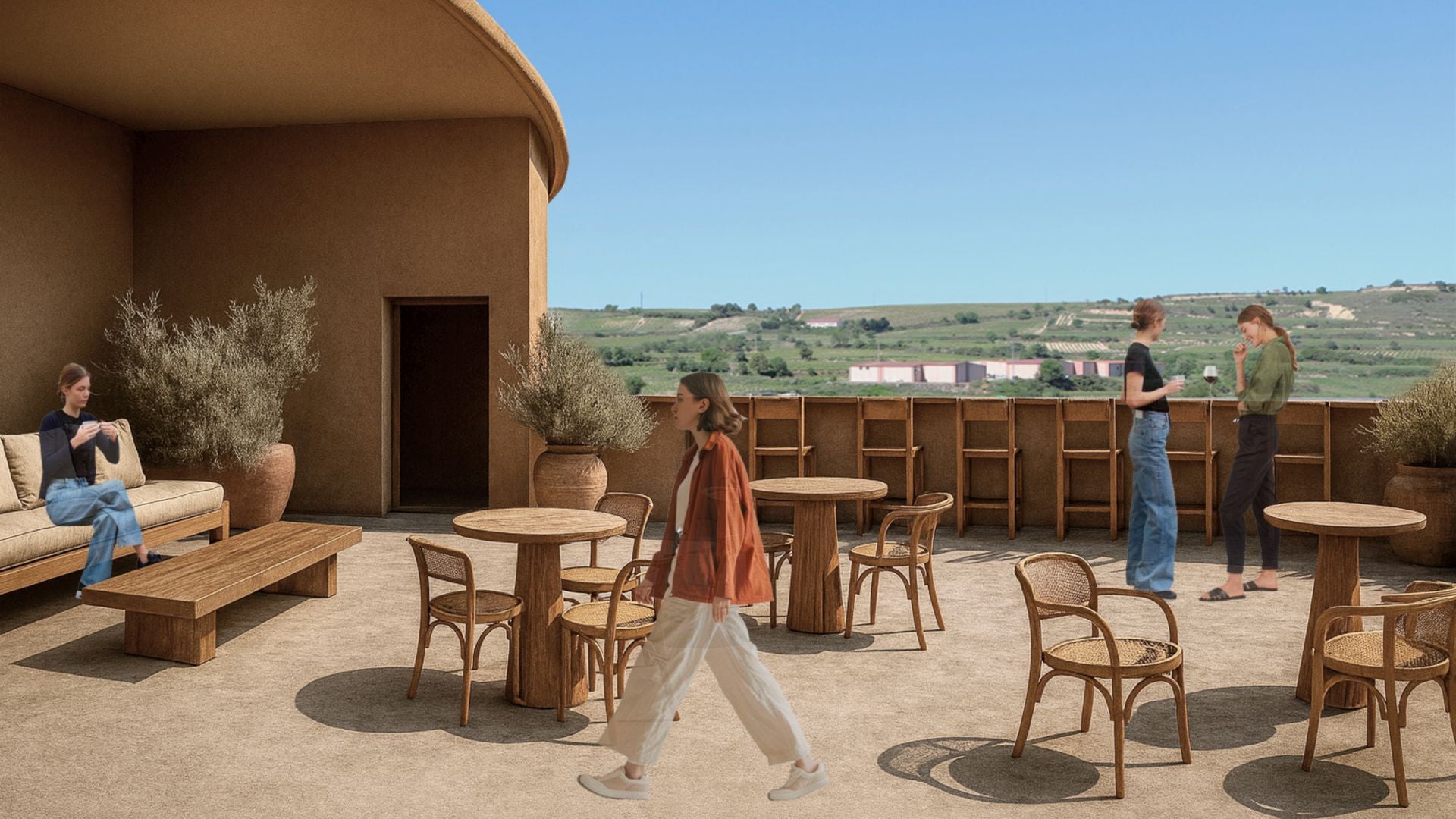 Desde la terraza se podrá ver una amplia panorámica de Elciego y municipios cercanos.