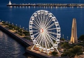 Simulación de cómo quedará la noria instalada en la muelle Churruca.