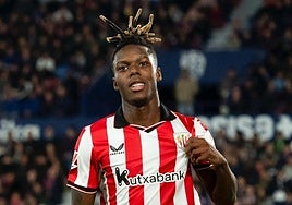 Nico celebra su gol ante el Levante.