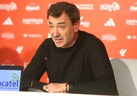 Anoche, en la sala de prensa de Mendizorroza.