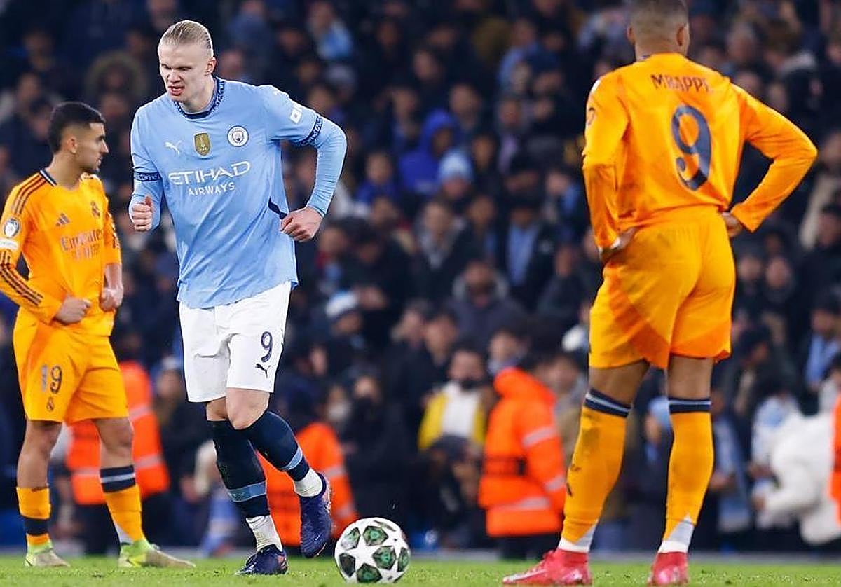 Erling Haaland y Kylian Mbappé, en un duelo de la Champions League de la pasada temporada.