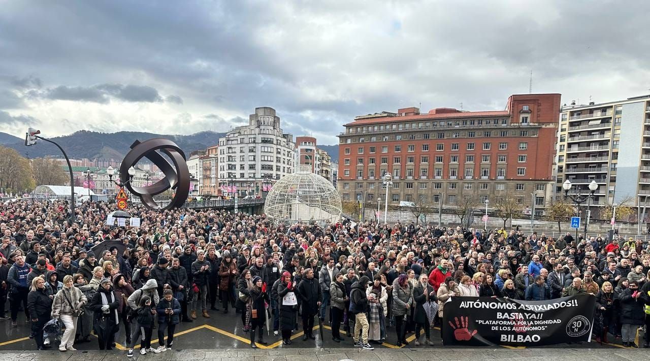 Cientos de autónomos se movilizaron hace una semana en Bilbao en un movimiento que ya reúne a 900 afectados en las redes sociales