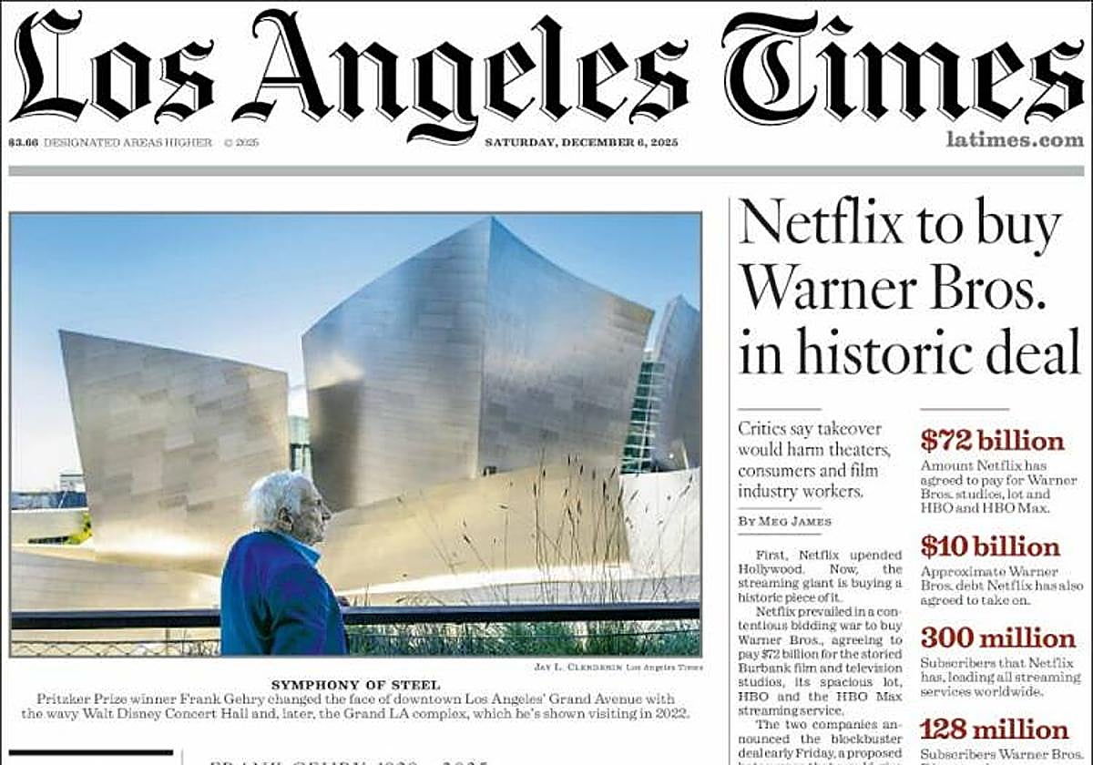 'El visionario del Guggenheim', 'Sinfonía de acero'... La prensa internacional se hace eco de la muerte de Gehry